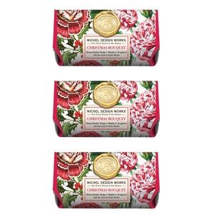 MICHEL DESIGN WORKS CHRISTMAS BOUQUET SOAP BAR 246G X3 - BRAND NEW